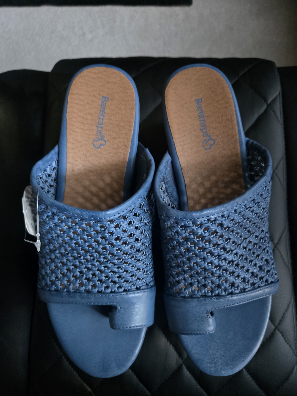 BareTraps Blue Woven Slide Mules
